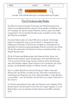 Vorschau - Arbeitsblätter - Leseverständnis 4. Klasse "Die Erfindung des Rades" - Deckblatt