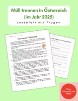 Vorschau - Arbeitsblätter - Müll trennen in Österreich - Deckblatt