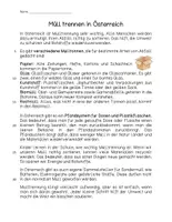 Vorschau - Arbeitsblätter - Müll trennen in Österreich - Seite 1