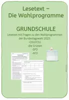 Vorschau - Arbeitsblätter - Die Wahlprogramme - Lesetext mit Fragen für die Grundschule - Deckblatt