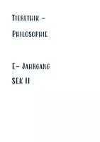 Vorschau - Stundenentwürfe - Tierethik Philosophie Klasse 11 Ethik - Deckblatt