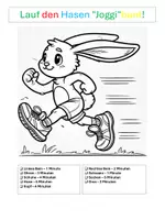 Vorschau - Mal- und Bastelvorlagen - Lauf den Hasen Joggi bunt - kreatives Laufspiel für Ostern - Seite 1