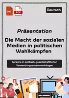 Vorschau - Fördermaterial/Inklusion - Präsentation: Die Macht der sozialen Medien in politischen Wahlkämpfen als PDF und PowerPoint-Datei - Sprache in politisch-gesellschaftlichen Verwendungszusammenhängen - Deckblatt