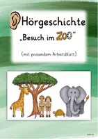 Vorschau - Arbeitsblätter - Hörgeschichte: Besuch im Zoo (+ passendem Arbeitsblatt) - Deckblatt