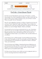 Vorschau - Arbeitsblätter - Leseverständnis 4. Klasse " Die Welt - Unser blauer Planet" - Deckblatt