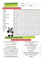 Vorschau - Spiele - Großer Panda - Arbeitsblatt mit Suchsel und "Satzpaare bilden" - Seite 1