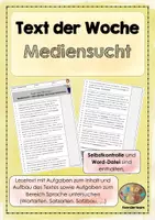 Vorschau - Arbeitsblätter - Text der Woche - Mediensucht (Lesetext mit Fragen) - Deckblatt