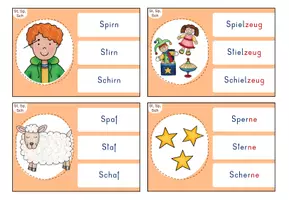 Vorschau - Fördermaterial/Inklusion - Klammerkarten: Sp, St oder Sch (Wortebene) - Seite 1