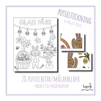 förhandsvisning - Pusselteckning Påskhare med påskris - försättsblad