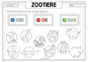 Vorschau - Arbeitsblätter - ZOOTIERE Artikelübung - Seite 2