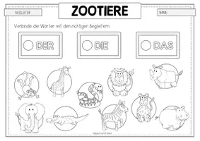 Vorschau - Arbeitsblätter - ZOOTIERE Artikelübung - Seite 3