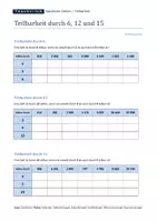 Vorschau - Arbeitsblätter - Teilbarkeit durch die Zahlen 6, 12 und 15 - Seite 1