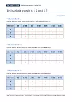 Vorschau - Arbeitsblätter - Teilbarkeit durch die Zahlen 6, 12 und 15 - Seite 2