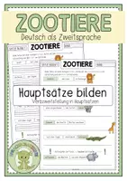 Vorschau - Arbeitsblätter - ZOOTIERE Hauptsätze bilden - Deckblatt
