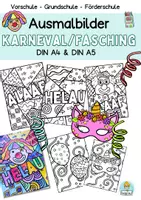 Vorschau - Mal- und Bastelvorlagen - Ausmalbilder, Malvorlagen zu Karneval oder Fasching - Deckblatt
