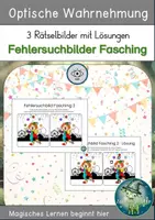 Vorschau - Spiele - Fehlersuchbilder Fasching: 3 Rätselbilder mit Lösungen - Deckblatt