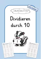 Vorschau - Arbeitsblätter - Dividieren durch 10 - Übungsblätter - Deckblatt
