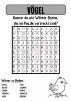 Vorschau - Spiele - Wortsuche Thema VÖGEL mit Lösung - DaZ/DaZ/Deutsch - Deckblatt