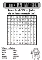 Vorschau - Spiele - Wortsuche Thema RITTER UND DRACHEN mit Lösung - DaZ/DaZ/Deutsch - Deckblatt