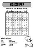 Vorschau - Spiele - Wortsuche Thema HAUSTIERE mit Lösung - DaZ/DaZ/Deutsch - Deckblatt