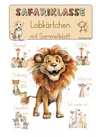 Vorschau - Lehrpläne/Lehrermaterial - Lobkärtchen für Safariklassen - Deckblatt