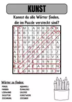 Vorschau - Arbeitsblätter - Wortsuche Thema KUNSTUNTERRICHT mit Lösung - DaZ/DaZ/Deutsch - Seite 1
