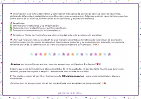 Vista previa - Hojas de trabajo - Antifaces para colorear - Carnaval - página 2