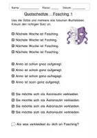 Vorschau - Arbeitsblätter - Quatschsätze Fasching 2-fach differenziert - Deckblatt