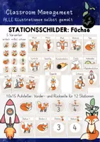 Vorschau - Stationenlernen - Stationsschilder Fuchs | Fuchsklasse 90+ Aufsteller für Stationenarbeit - Deckblatt