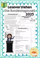 Vorschau - Arbeitsblätter - Leseverstehen - Die Bundestagswahl 2025 - Deckblatt