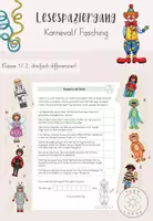 Vorschau - Bildkarten - Lesespaziergang: Karneval/ Fasching - Deckblatt