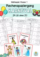Vorschau - Stundenentwürfe - Rechenspaziergang, Zahlenspaziergang Klasse 1, Karneval, Fasching - Deckblatt