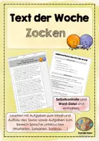 Vorschau - Arbeitsblätter - Text der Woche - Zocken (Lesetext) - Deckblatt