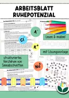 Vorschau - Arbeitsblätter - Arbeitsblatt Ruhepotenzial Lesen & Malen Neurobiologie - Deckblatt