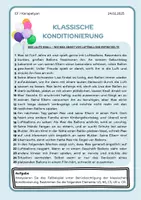 Vorschau - Arbeitsblätter - Fallbeispiel zur Klassischen Konditionierung Angst vor Ballons - Deckblatt