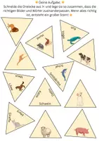 Vorschau - Arbeitsblätter - Tiere-Legestern – Wort und Bild spielerisch verbinden! - Seite 1