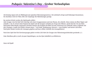 Vorschau - Quiz - Pubquiz Valentine’s Day, Kneipenquiz, Englisch, Klasse 10 und Oberstufe - Seite 1