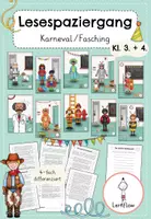 Vorschau - Arbeitsblätter - Lesespaziergang Karneval, Fasching | Klasse 3 + 4 - Deckblatt