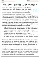 Vorschau - Arbeitsblätter - Was machen Vögel im Winter - Informationstext und Arbeitsblatt mit Lösung (Zugvogel, Standvogel) - Seite 1