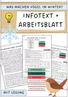 Vorschau - Arbeitsblätter - Was machen Vögel im Winter - Informationstext und Arbeitsblatt mit Lösung (Zugvogel, Standvogel) - Deckblatt