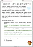 Vorschau - Arbeitsblätter - Vögeln im Winter helfen - Text mit Lösungen - Seite 1