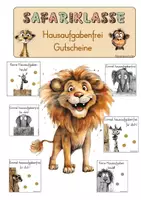 Vorschau - Lehrpläne/Lehrermaterial - Hausaufgaben-Gutscheine für Safariklassen - Deckblatt