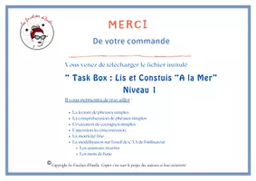 Aperçu - Feuilles d'exercices - Task Box Lis et Construis "A La Mer" Niveau 1 - Page 2