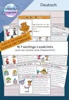 Vorschau - Aufgabenkarten - Lesekrimis Fasching/Karneval/Fastnacht - Lesemotivation - Genaues Lesen fördern - Deckblatt