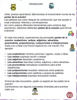 Vista previa - Hojas de trabajo - Las Partes de la Oración: Guía Completa con Ejercicios y Evaluación - página 1
