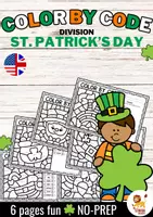 Vista previa - Hojas de trabajo - Color by code - Division (St. Patrick's Day) | San Patricio División Matemáticas Inglés - Portada