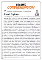 Vorschau - Arbeitsblätter - Reading Comprehension - Sound Engineer + Solutions - Seite 1