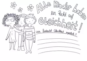 Vorschau - Arbeitsblätter - Kinderrechte - Ausmalbilder und Nachdenkfragen - Seite 1