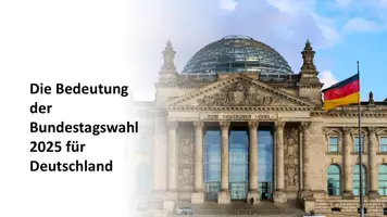 Vorschau - Präsentationen/Tafelbilder - Die Bedeutung der Ergebnisse der BUNDESTAGSWAL 2025 für Deutschland - Migration | Wirtschaft | Klima - Deckblatt