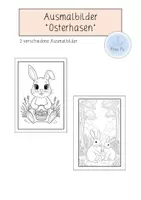 Vorschau - Mal- und Bastelvorlagen - Ausmalbilder "Osterhasen" im modernen Cartoon-Stil - Deckblatt